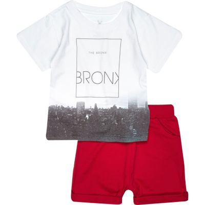 Mini boys blue Bronx t-shirt shorts outfit